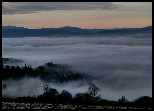 The town bathed in Haar