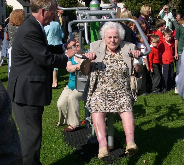 Mrs Newell trying out the new facilities.