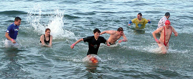 'Borat' Clunas and friends at the New Year Splash and Dash