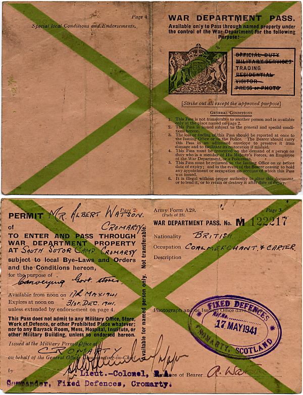 Permit to access South Sutor - 1941