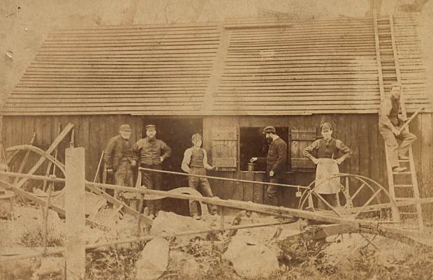 Building a shed at Newhall - c1898