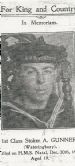 Alfred Gunner - 1st Class Stoker, HMS Natal